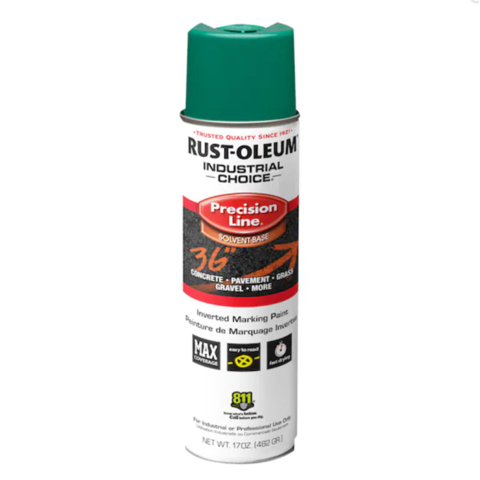 Rust-Oleum Industrial Choice M1800 System Water-Based Precision Line Marking Paint (Safety Green) 17 oz