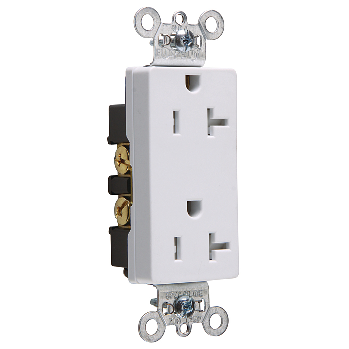 Pass & Seymour 20A 125V Spec-Grade Tamper-Resistant Decorator Duplex Receptacle, Side Wire, White