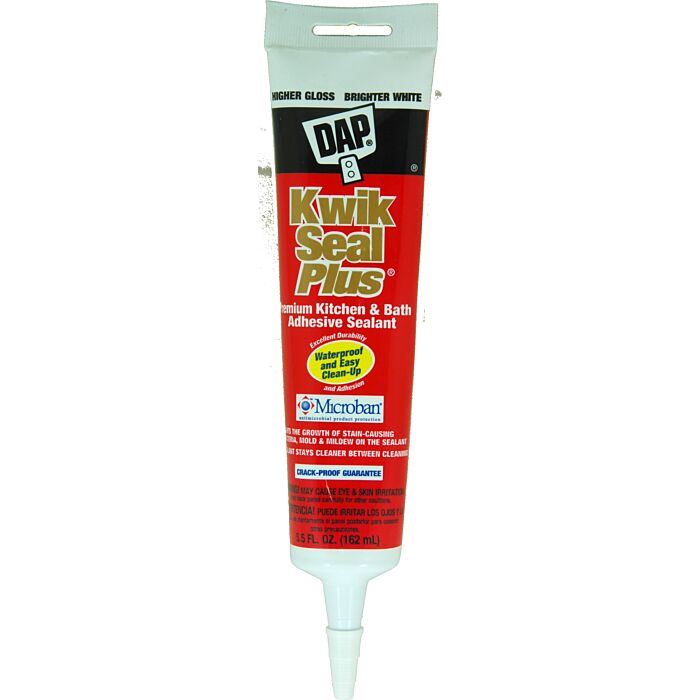 DAP Kwik Seal Plus Premium Kitchen & Bath Adhesive Sealant (Brighter White) 5.5 oz