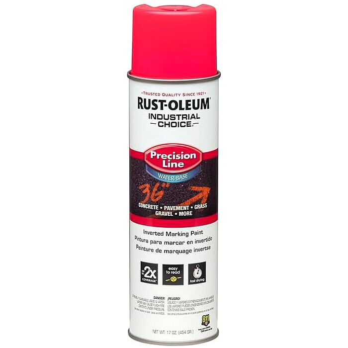 Rustoleum Industrial Choice M1800 System Water-Based Precision Line Marking Paint (Fluorescent Pink) 17 oz