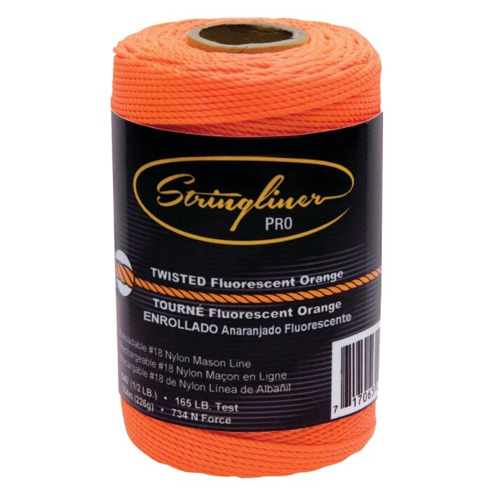 Stringliner Twisted Fluorescent Orange Pro Mason's Line Replacement Roll 540 ft