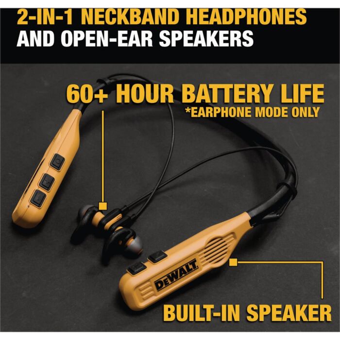 DEWALT Bluetooth Jobsite Pro Max Neckband Earphones w/ Speakers