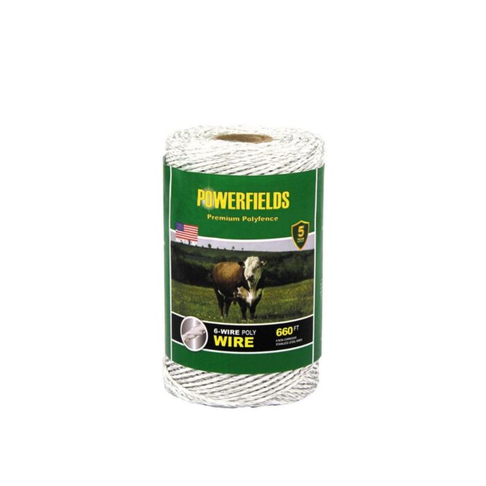 PowerFields 660 ft Heavy Duty Poly White 6-Wire Polywire
