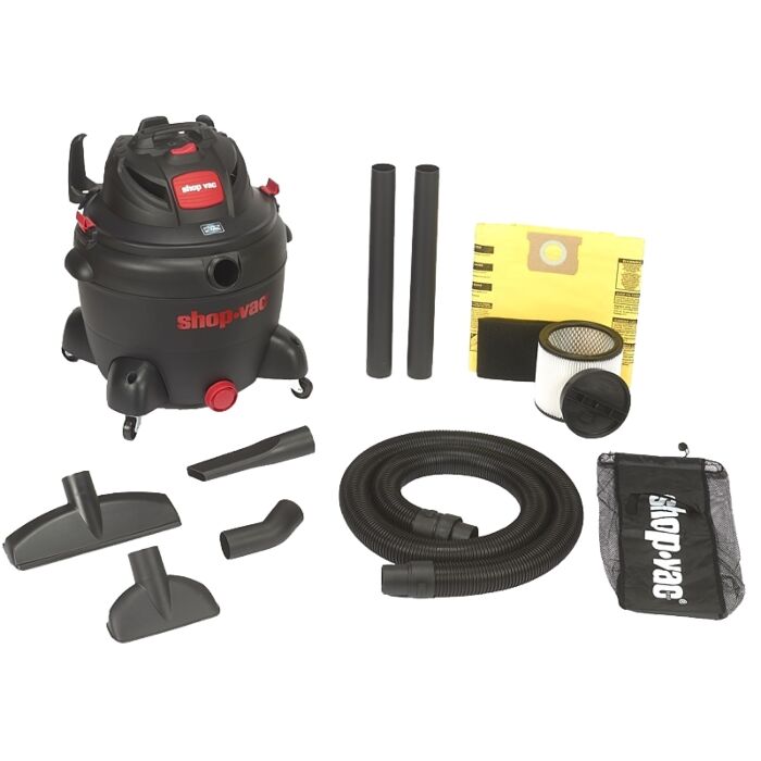 Shop Vac Shop-Vac 8252605 Wet/Dry Vacuum, 16 gal Vacuum, 150 cfm Air, Cartridge, Disposable Filter, 6.5 hp, 120 VAC