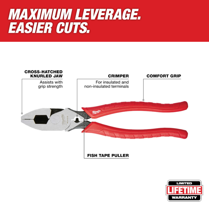 Milwaukee 9 in. High Leverage Lineman's Pliers w/ Crimper