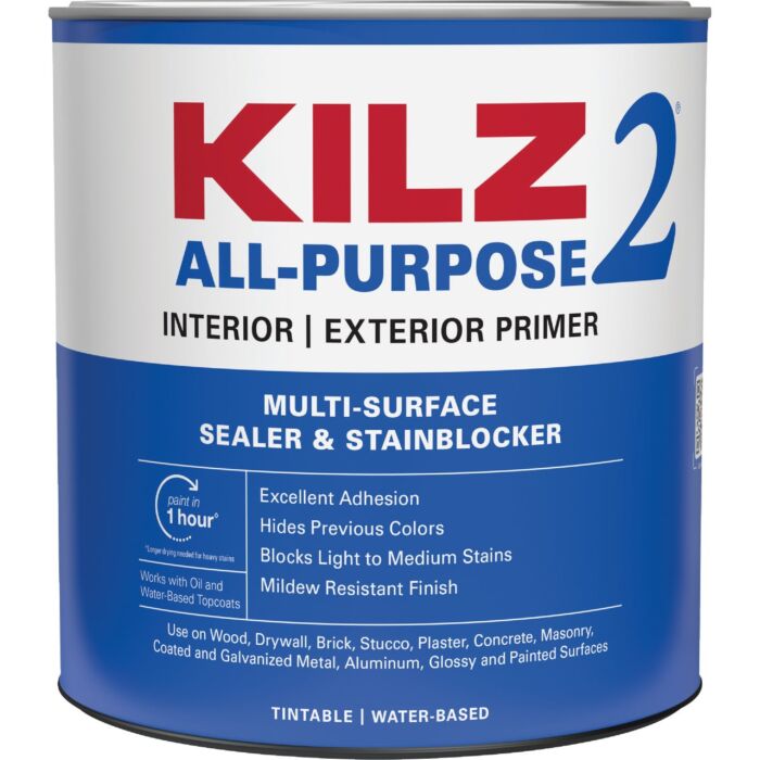 KILZ All-Pupose Interior/Exterior Sealer & Stain-Blocking Primer (White) 1 qt.