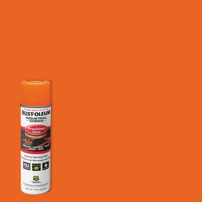 Rustoleum Industrial Choice M1600 Solvent-Based Precision Line Marking Paint (APWA Orange) 17 oz