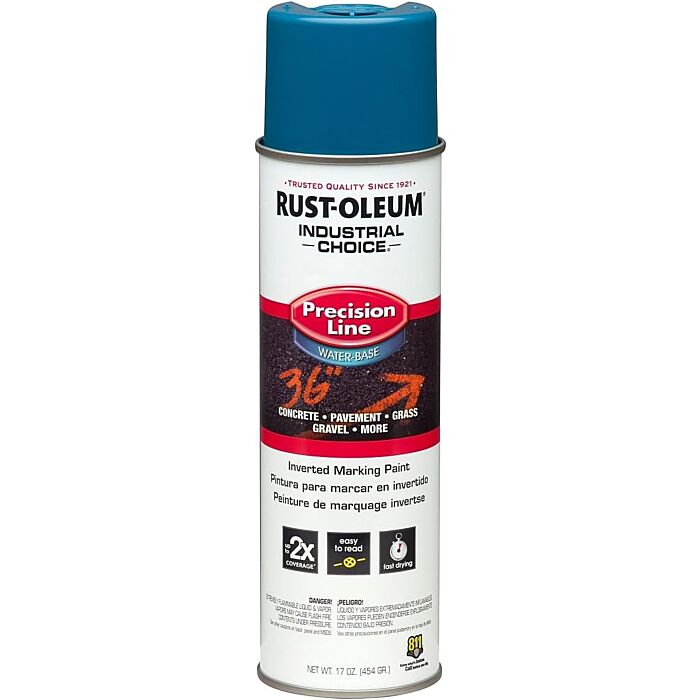 Rustoleum Industrial Choice M1800 System Water-Based Precision Line Marking Paint (APWA Caution Blue) 17 oz