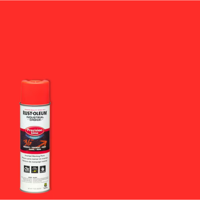 Rustoleum Industrial Choice M1800 System Water-Based Precision Line Marking Paint (Fluorescent Red Orange) 17 oz