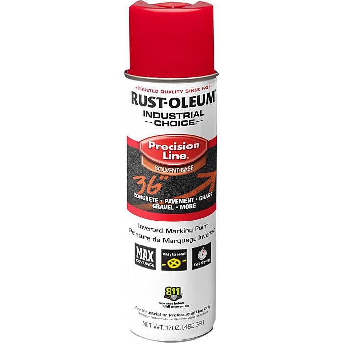 Rustoleum Industrial Choice M1800 System Water-Based Precision Line Marking Paint (Safety Red) 17 oz