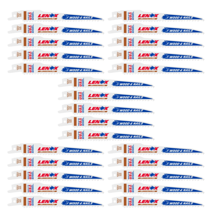 Lenox LENOX B656R Wood Bi-Metal Reciprocating Saw Blades, 6-Inch, 6 Tpi, 25/Pk