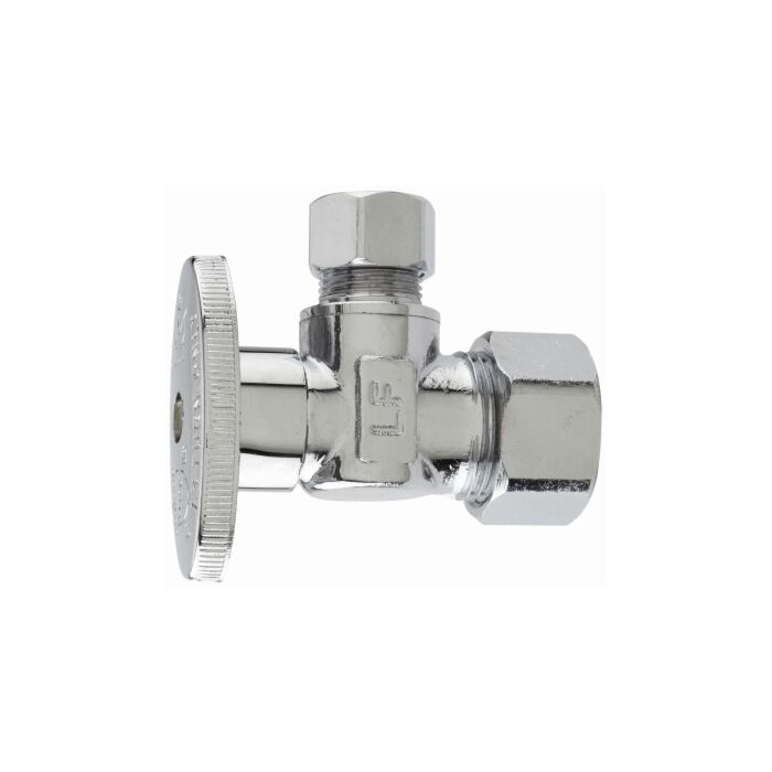 PlumbPak® 1/2 in x 3/8 in OD Compression Chrome Quarter Turn Supply Stop Angle Valve