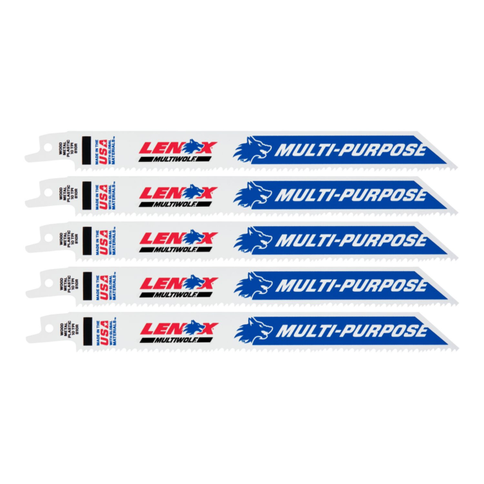Lenox LENOX MULTIWOLF WAVE EDGE Reciprocating Saw Blades 10 TPI 203 x 19 x 1.3 mm 5/PK