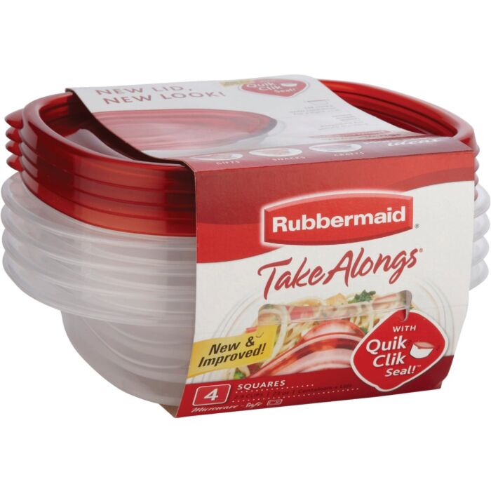 Rubbermaid TakeAlongs Rectangle Food Storage Container with Lids (4pk) 2.9 cup
