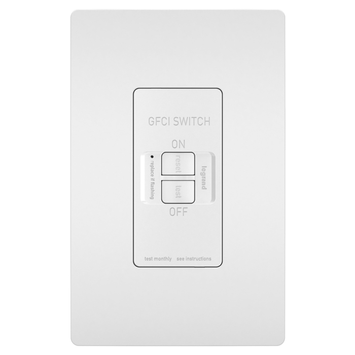 Pass & Seymour radiant® Dead Front 20A Duplex Self-Test GFCI Receptacles with SafeLock® Protection, White