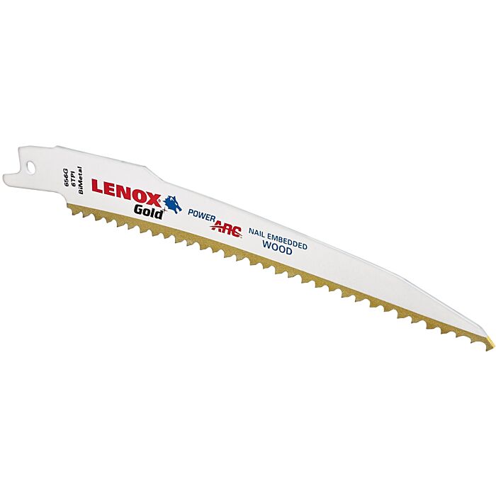 Lenox LENOX Gold Power Arc Reciprocating Saw Blade, For Wood, Nail-Embedded Wood Cutting, 6-Inch, 6 Tpi, 5-Pack