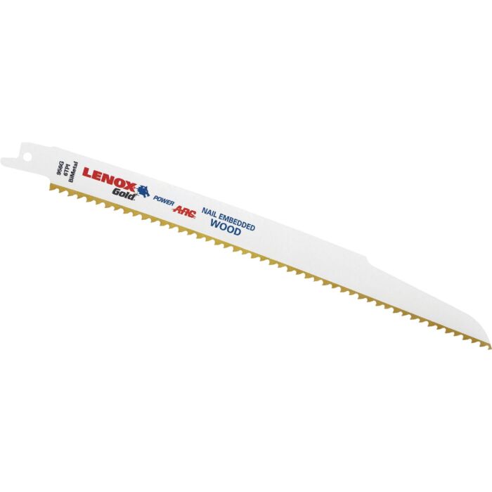 Lenox LENOX Gold Power Arc Reciprocating Saw Blade, For Wood, Nail-Embedded Wood Cutting, 9-Inch, 6 Tpi, 5-Pack