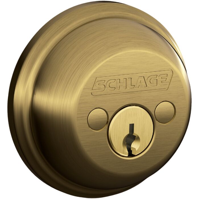 Schlage B-Series Antique Brass Double Cylinder Deadbolt