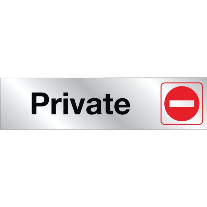 Hy-Ko 2x8 Brushed Aluminum Sign, Private