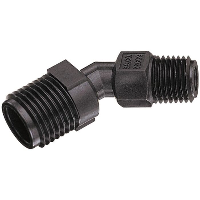 TeeJet 1/4" NPT x 11/16"-16 45 Degree Nozzle Body
