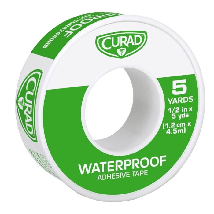 Curad CUR47440 Adhesive Tape, 1/2 in W, 5 yd L, Cotton/Polyethylene Bandage, Heat-Activated Adhesive