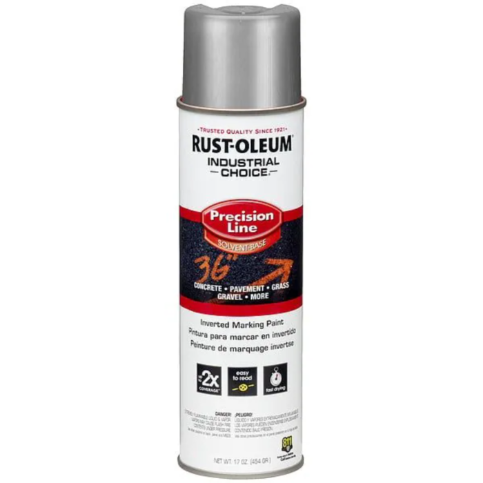 Rustoleum Industrial Choice M1600 Solvent-Based Precision Line Marking Paint (Silver) 17 oz