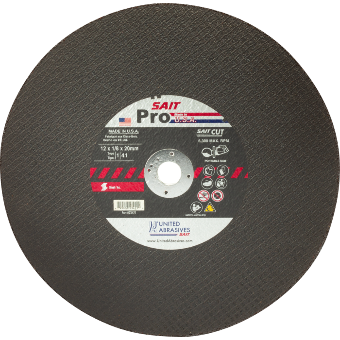 United Abrasives  24135 SAIT Pro Large Diameter Portable Saw Cutting Wheels 14" x 1/8" x 1", 1-Pack