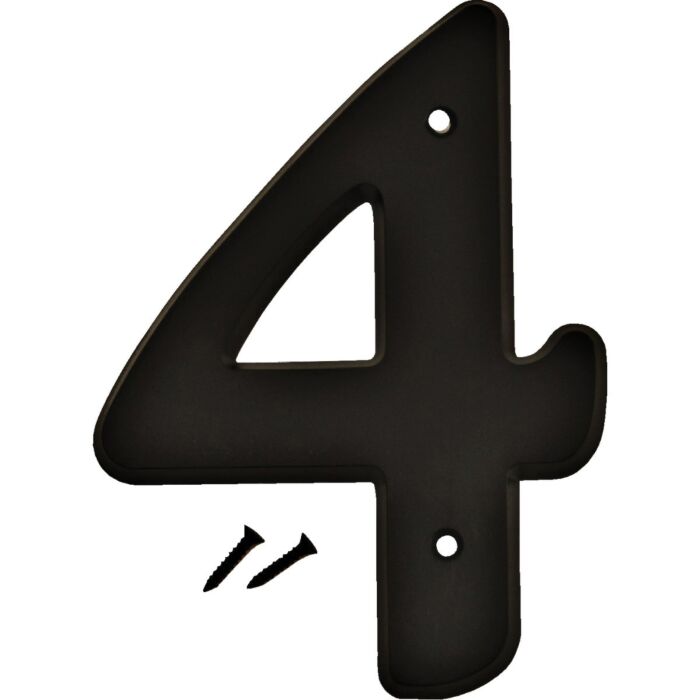 Hy-Ko 6 In. Black Gloss House Number Four