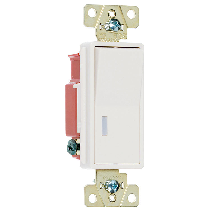 Pass & Seymour 20A 120V Specification Grade Single Pole Pilot Lighted Paddle Switch (Lighted When On), White