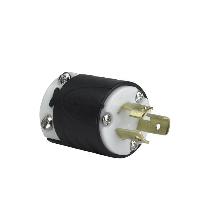 Pass & Seymour 15A NEMA L615 Plug - Black Back, White Front Body