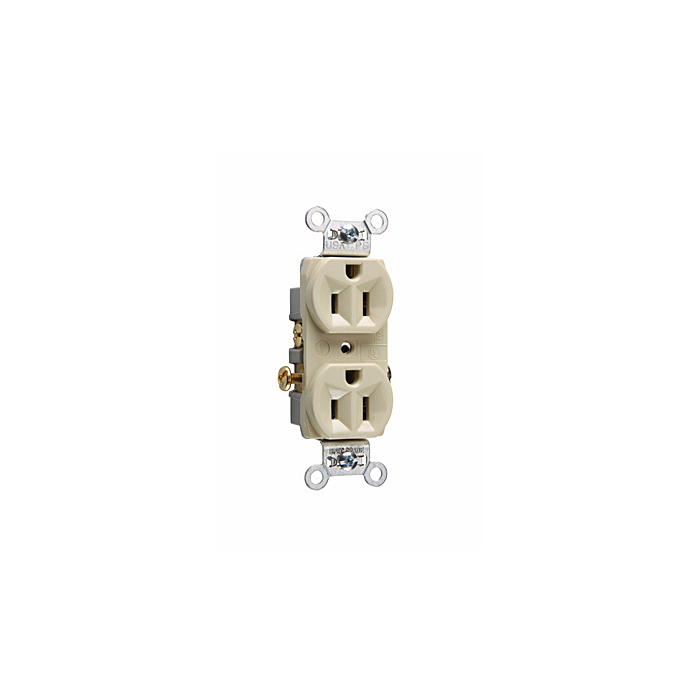 Pass & Seymour 15A 125V Commercial Spec-Grade Duplex Receptacle, Side Wire, Ivory