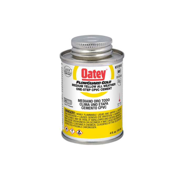 OATEY CPVC All Weather Flowguard Gold® 1-Step Cement (Yellow) 4 oz