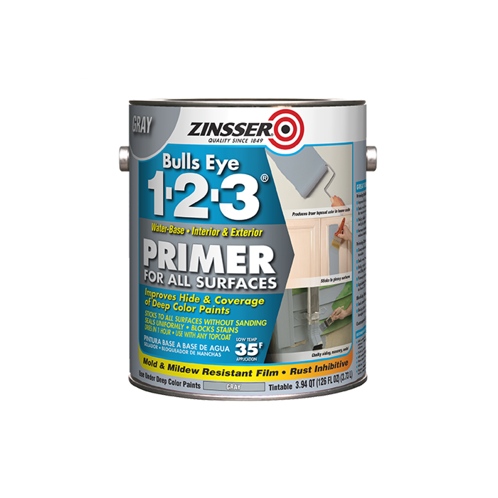 Zinsser Bulls Eye 1-2-3® Interior & Exterior Water-Base Primer - 1 Gal - Gray