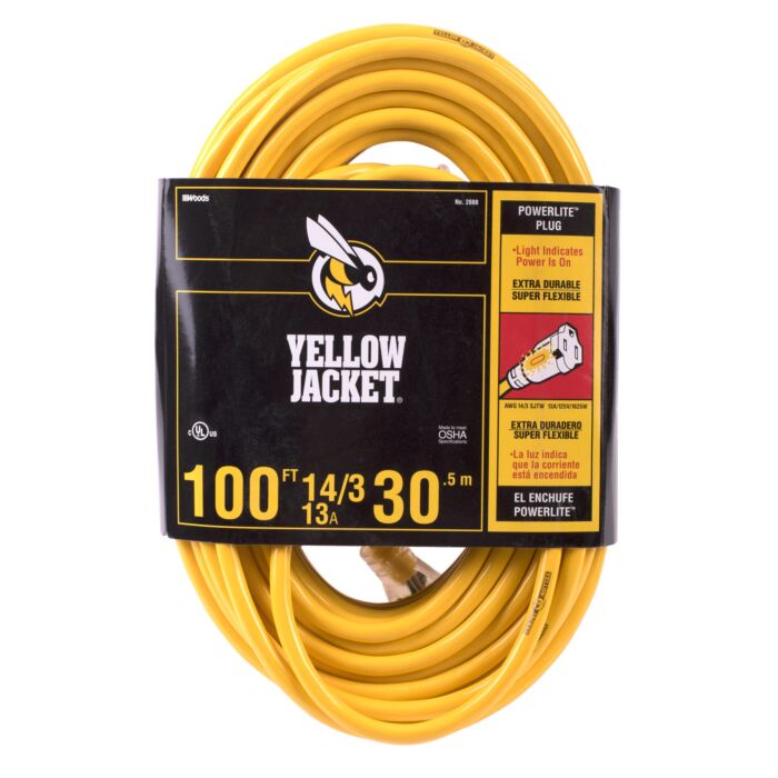 Yellow Jacket 100 ft. 14/3 13A SJTW PREMIUM  Lighted End