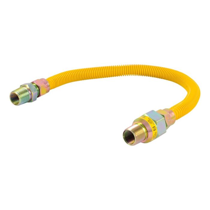 Eastman 20YE50V018B Gas Connector, 1/2 in, MIP, Stainless Steel, Epoxy-Coated, 18 in L, 1/2 in OD