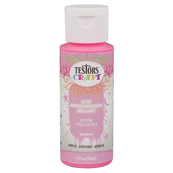 Rust-Oleum Testors 297499 Acrylic Craft Paint, Glow Rockstar, 2 oz, Bottle