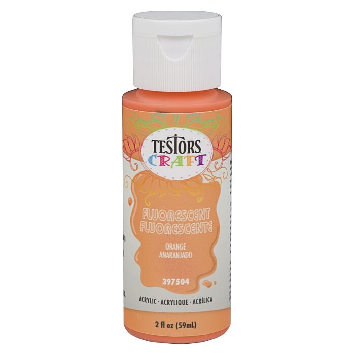 Rust-Oleum Testors 297504 Acrylic Craft Paint, Fluorescent Orange, 2 oz, Bottle
