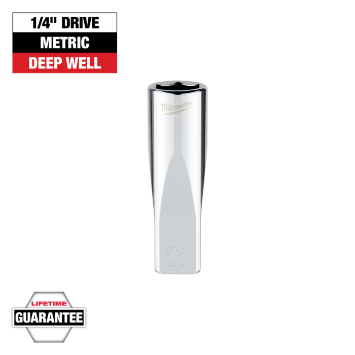 Milwaukee 1/4" Drive 11mm Metric Deep Socket with FOUR FLAT™ Sides