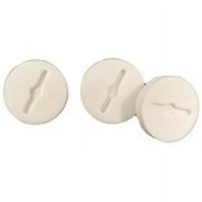 Bell Hubbell 5269-6 Closure Plug, 13/16 in Dia, 5/16 in L, 13/16 in W, Metal, White