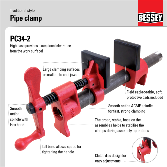 Bessey Tools Clamp Fixture Set for 3/4 Inch Black Pipe