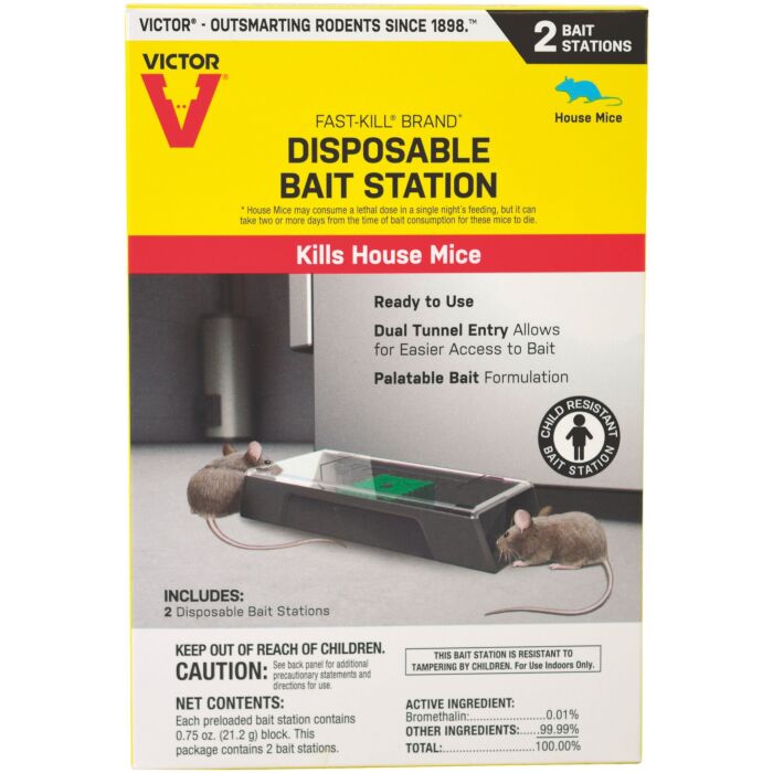 Victor Fast-Kill Brand Disposable Mouse Bait Station - 2 Pack