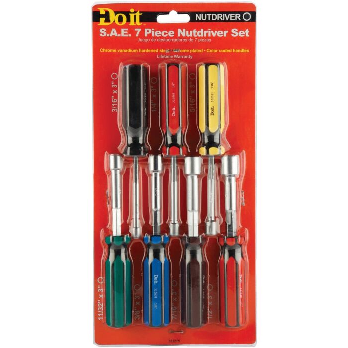 7 PC NUT DRIVER SET ND72 SAE - GreatNeck (USA