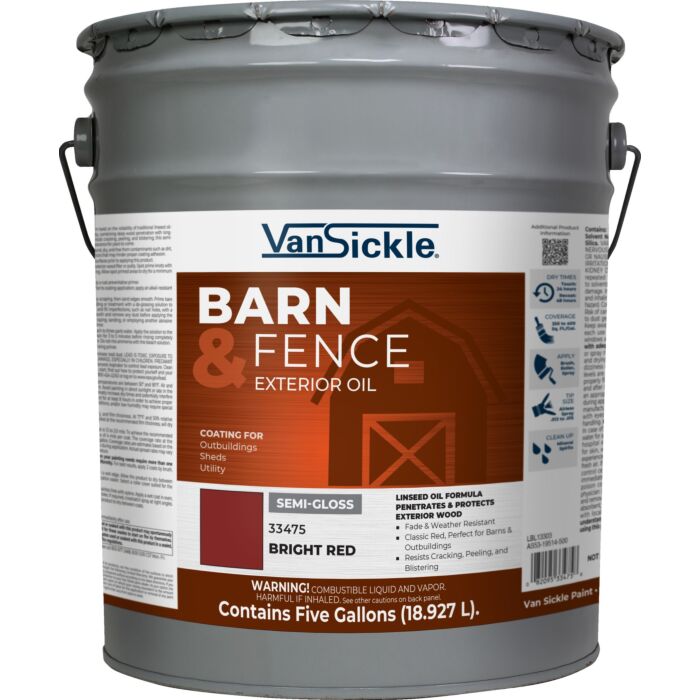 Van Sickle Barn & Fence Exterior Oil (Semi-Gloss - Bright Red) 5 Gallon