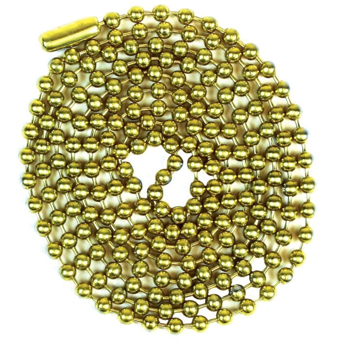 Jandorf 94993 Beaded Chain with Connector, 3 ft L, Solid Brass, Yellow