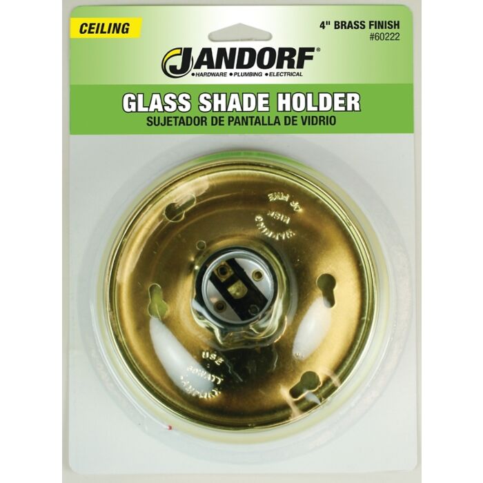 Jandorf 60222 Glass Shade Holder, 4 in H Dimensions, 250 V, 60W, Brass Housing Material