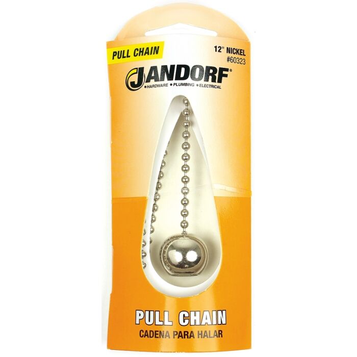 Jandorf 60323 Pull Chain, 12 in L Chain, Nickel