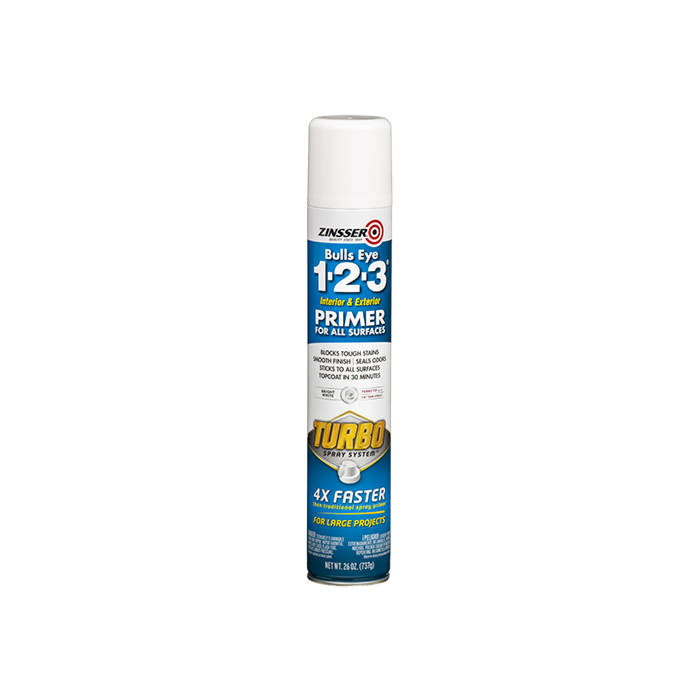 ZINSSER Bulls Eye 1-2-3 Interior/Exterior Primer Spray (Turbo White) 26 oz