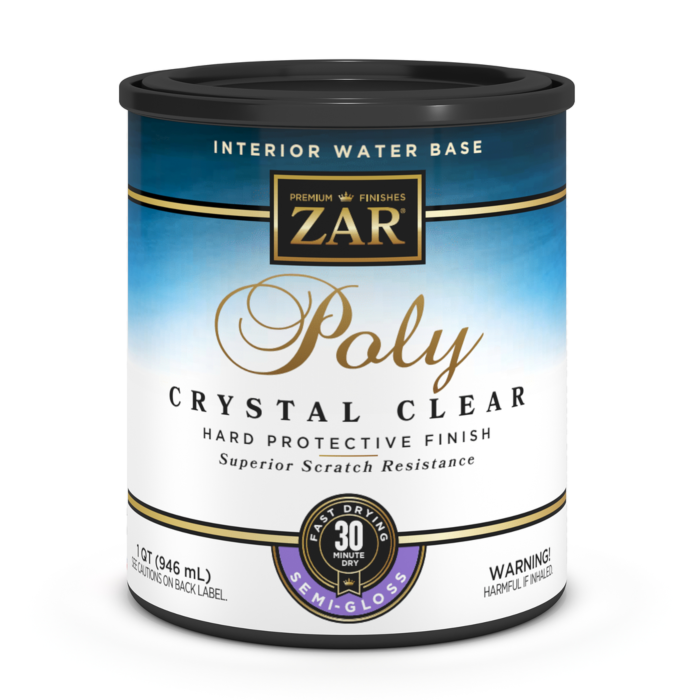 ZAR Interior Water Base Poly (Crystal Clear - Semi-Gloss) 1 qt