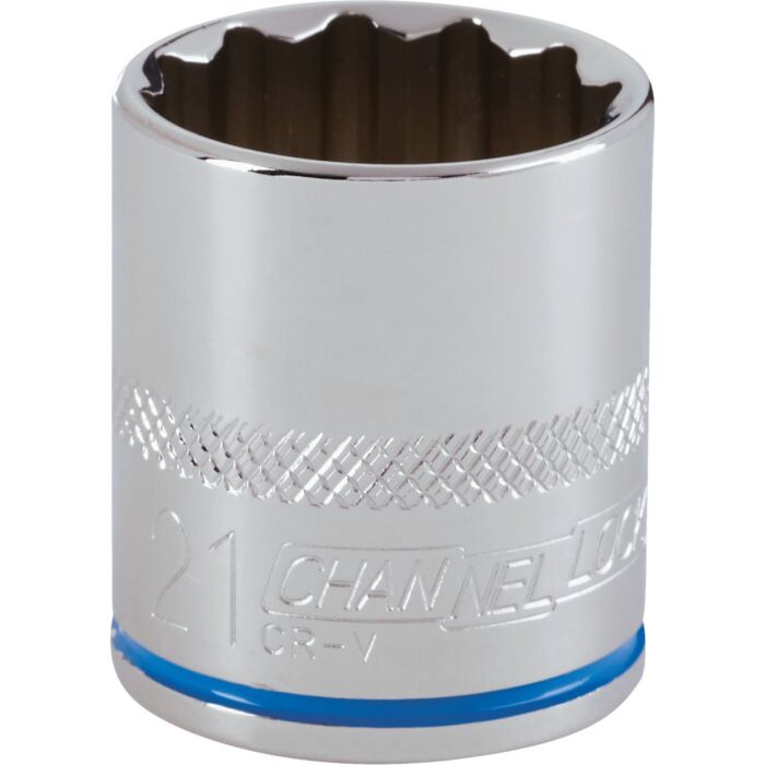 Channellock 3/8 In. Drive 21 mm 12-Point Shallow Metric Socket