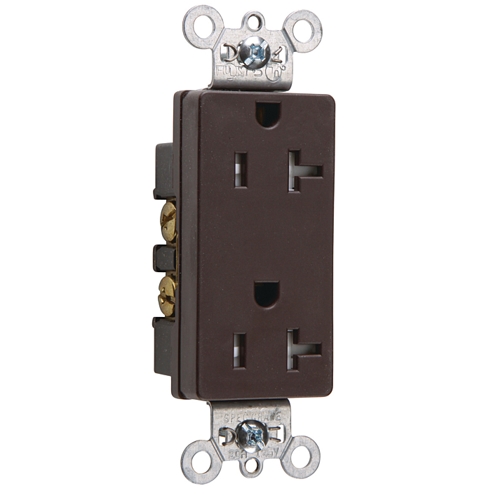Pass & Seymour 20A 125V Spec-Grade Tamper-Resistant Decorator Duplex Receptacle, Side Wire, Brown